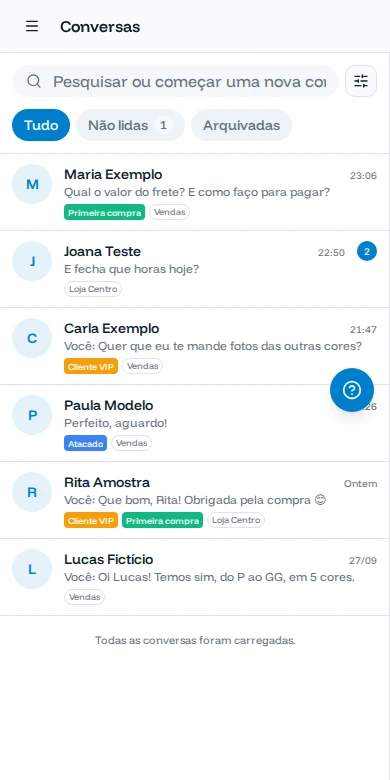 Lista de conversas no celular