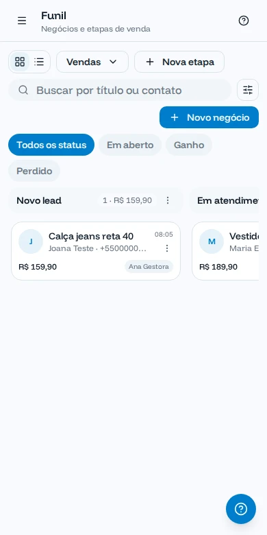 Funil no celular
