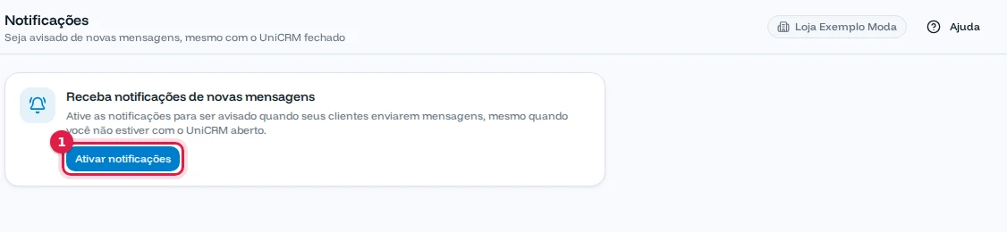 Tela de Notificações com o botão Ativar notificações
